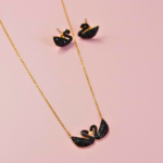 Black Swan Necklace & Stud Set