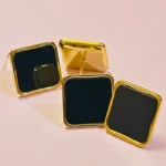Bold Noir Square Studs - Image 2
