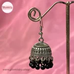 Antique Silver Beaded Jhumka Earrings