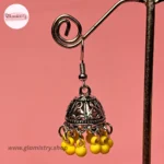 Yellow Drop Dome Jhumka Earrings