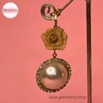 Golden Rose Pearl Drop Earrings