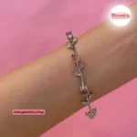 Pink Tulip Crystal Bracelet – Silver-Tone Floral Bracelet for Women - Image 2