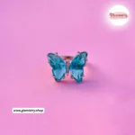 Blue Azure Butterfly Crystal Ring - Image 2
