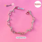 Pink Tulip Crystal Bracelet – Silver-Tone Floral Bracelet for Women